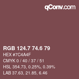 カラーコード: RGB 124.7 74.6 79 | qconv.com