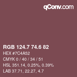 カラーコード: RGB 124.7 74.6 82 | qconv.com