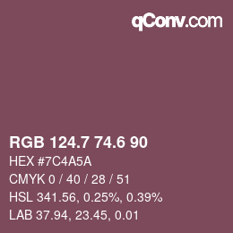 カラーコード: RGB 124.7 74.6 90 | qconv.com