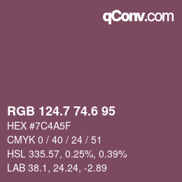 カラーコード: RGB 124.7 74.6 95 | qconv.com
