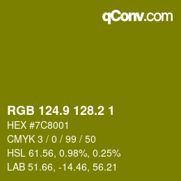 カラーコード: RGB 124.9 128.2 1 | qconv.com