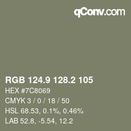 Color code: RGB 124.9 128.2 105 | qconv.com