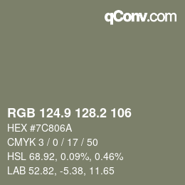 Color code: RGB 124.9 128.2 106 | qconv.com
