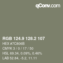 Color code: RGB 124.9 128.2 107 | qconv.com