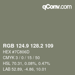 Color code: RGB 124.9 128.2 109 | qconv.com