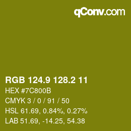 カラーコード: RGB 124.9 128.2 11 | qconv.com