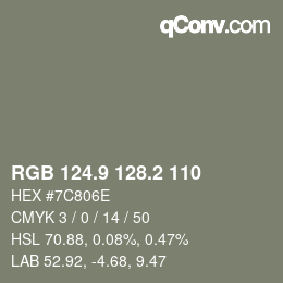 Color code: RGB 124.9 128.2 110 | qconv.com
