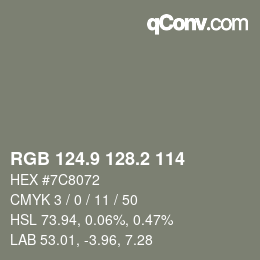 Color code: RGB 124.9 128.2 114 | qconv.com