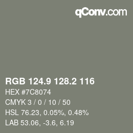 Color code: RGB 124.9 128.2 116 | qconv.com