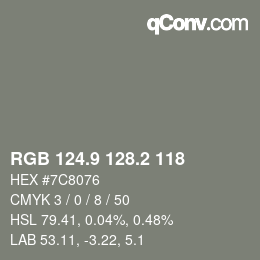 Color code: RGB 124.9 128.2 118 | qconv.com