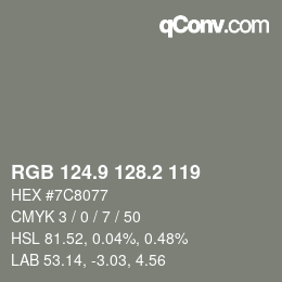Color code: RGB 124.9 128.2 119 | qconv.com