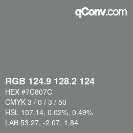 Code couleur: RGB 124.9 128.2 124 | qconv.com