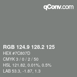 Color code: RGB 124.9 128.2 125 | qconv.com