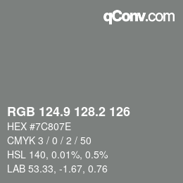 Color code: RGB 124.9 128.2 126 | qconv.com
