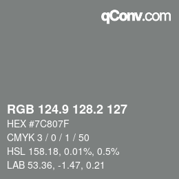 Color code: RGB 124.9 128.2 127 | qconv.com