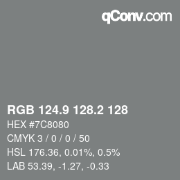 Color code: RGB 124.9 128.2 128 | qconv.com