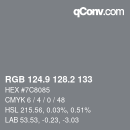 Color code: RGB 124.9 128.2 133 | qconv.com