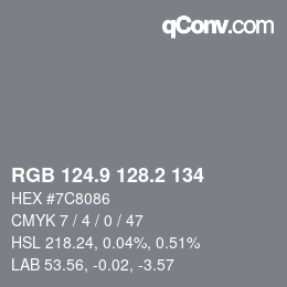 Color code: RGB 124.9 128.2 134 | qconv.com
