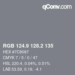 Color code: RGB 124.9 128.2 135 | qconv.com
