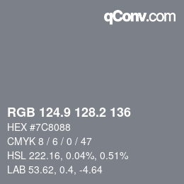 Color code: RGB 124.9 128.2 136 | qconv.com