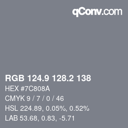 Color code: RGB 124.9 128.2 138 | qconv.com