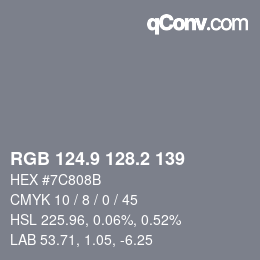 Color code: RGB 124.9 128.2 139 | qconv.com