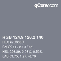 Color code: RGB 124.9 128.2 140 | qconv.com