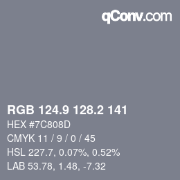 Color code: RGB 124.9 128.2 141 | qconv.com