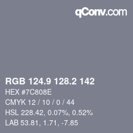 カラーコード: RGB 124.9 128.2 142 | qconv.com