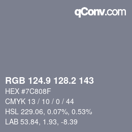 Color code: RGB 124.9 128.2 143 | qconv.com