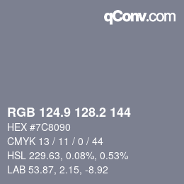 Color code: RGB 124.9 128.2 144 | qconv.com