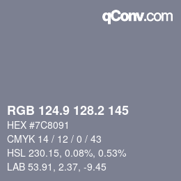 カラーコード: RGB 124.9 128.2 145 | qconv.com