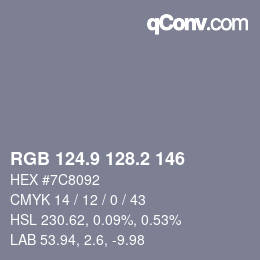 Color code: RGB 124.9 128.2 146 | qconv.com