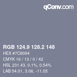 Color code: RGB 124.9 128.2 148 | qconv.com