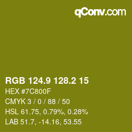 カラーコード: RGB 124.9 128.2 15 | qconv.com