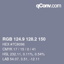 Color code: RGB 124.9 128.2 150 | qconv.com