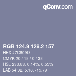 カラーコード: RGB 124.9 128.2 157 | qconv.com