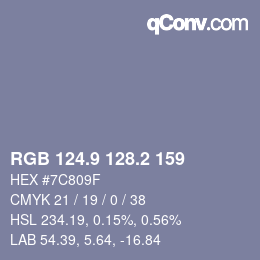Color code: RGB 124.9 128.2 159 | qconv.com