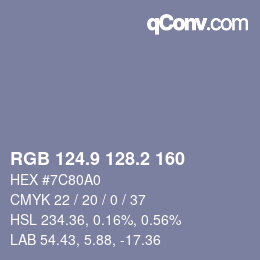 Color code: RGB 124.9 128.2 160 | qconv.com