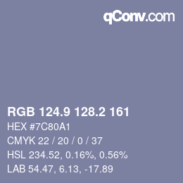 Color code: RGB 124.9 128.2 161 | qconv.com