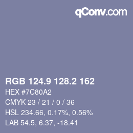 カラーコード: RGB 124.9 128.2 162 | qconv.com
