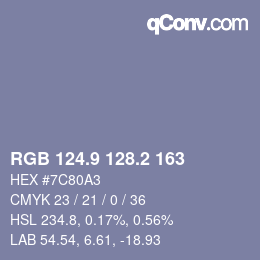 Color code: RGB 124.9 128.2 163 | qconv.com