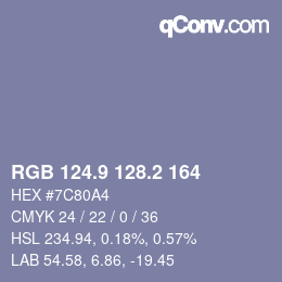 Color code: RGB 124.9 128.2 164 | qconv.com