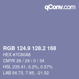 Color code: RGB 124.9 128.2 168 | qconv.com