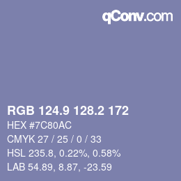 Color code: RGB 124.9 128.2 172 | qconv.com