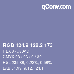 Color code: RGB 124.9 128.2 173 | qconv.com