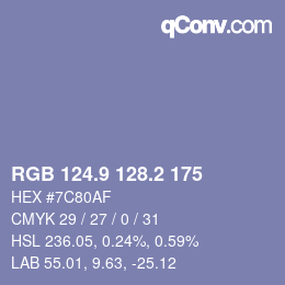 カラーコード: RGB 124.9 128.2 175 | qconv.com