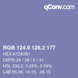 Color code: RGB 124.9 128.2 177 | qconv.com