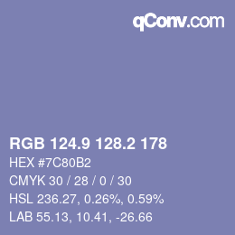 Color code: RGB 124.9 128.2 178 | qconv.com