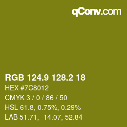 カラーコード: RGB 124.9 128.2 18 | qconv.com